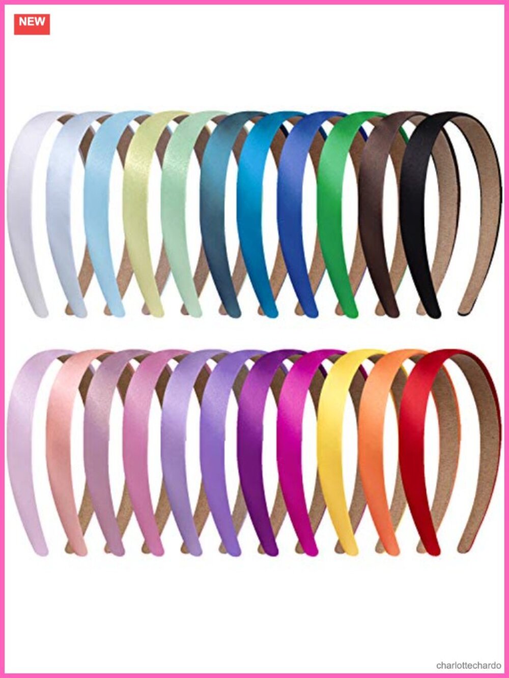 22 Pack Satin Headbands 0.79 Inch Wide Plain Hard Headband Set for Women